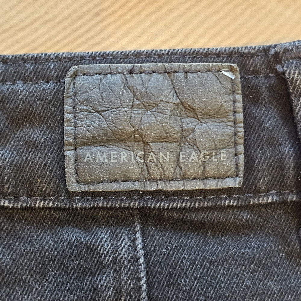 American Eagle Womens Black Denim Hi Rise Button-up Mini‎ Skirt Pockets Size 0 - Picture 5 of 7